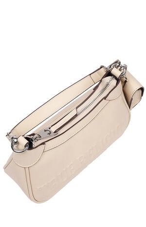Cream Trapunto Logo Zip Top Hobo Bag image number 8