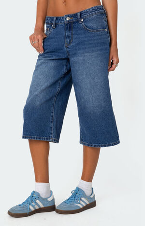 Xtra Long Low Rise Denim Bermuda Shorts image number 4