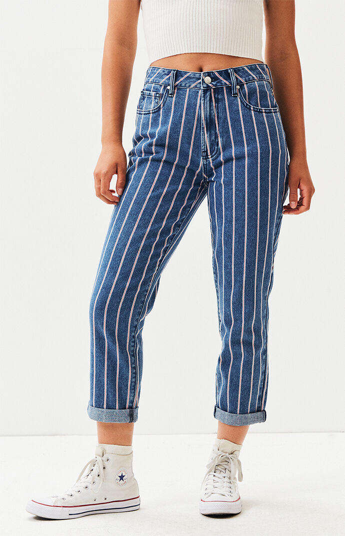 mom jeans with stripes