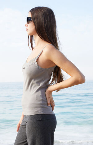 Gray Lace Trim Tank Top image number 2