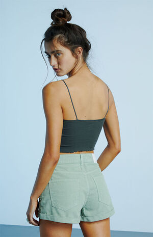 Sage Corduroy Mom Shorts image number 3