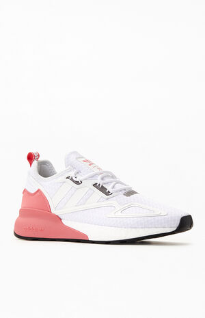 Women's White & Pink ZX 2K Boost Sneakers image number 1