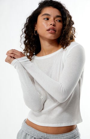 Ribbed Crew Neck Long Sleeve Top image number 2