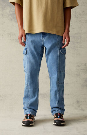Medium Wash Cargo Straight Jeans image number 3