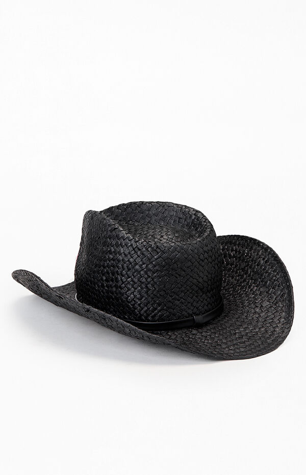 Von Dutch Black Straw Cowboy Hat | Pacsun display picture 3