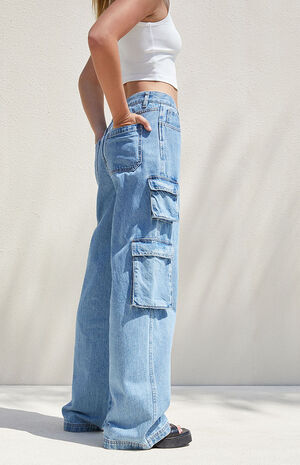 Medium Blue '90s Baggy Cargo Jeans image number 3