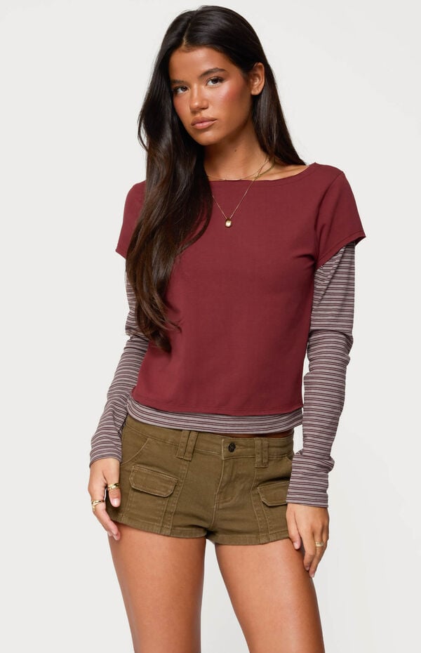 Layered Stripey Long Sleeve T-Shirt