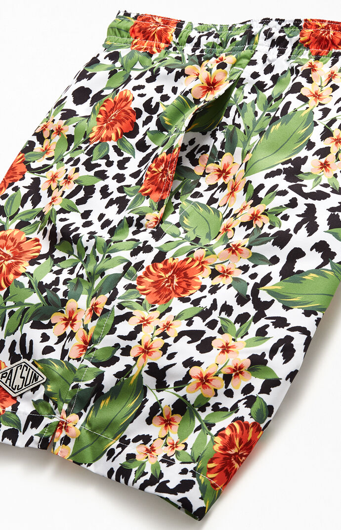 Cheetah Floral 17" Swim Trunks