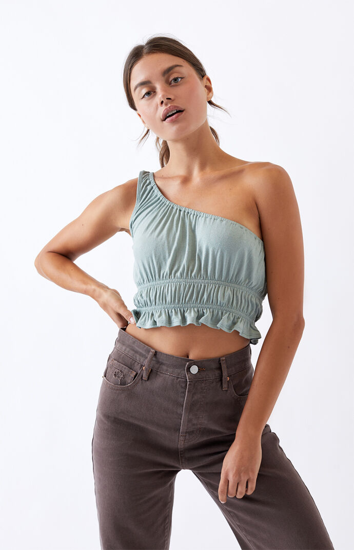 Gathered One Shoulder Tank Top
