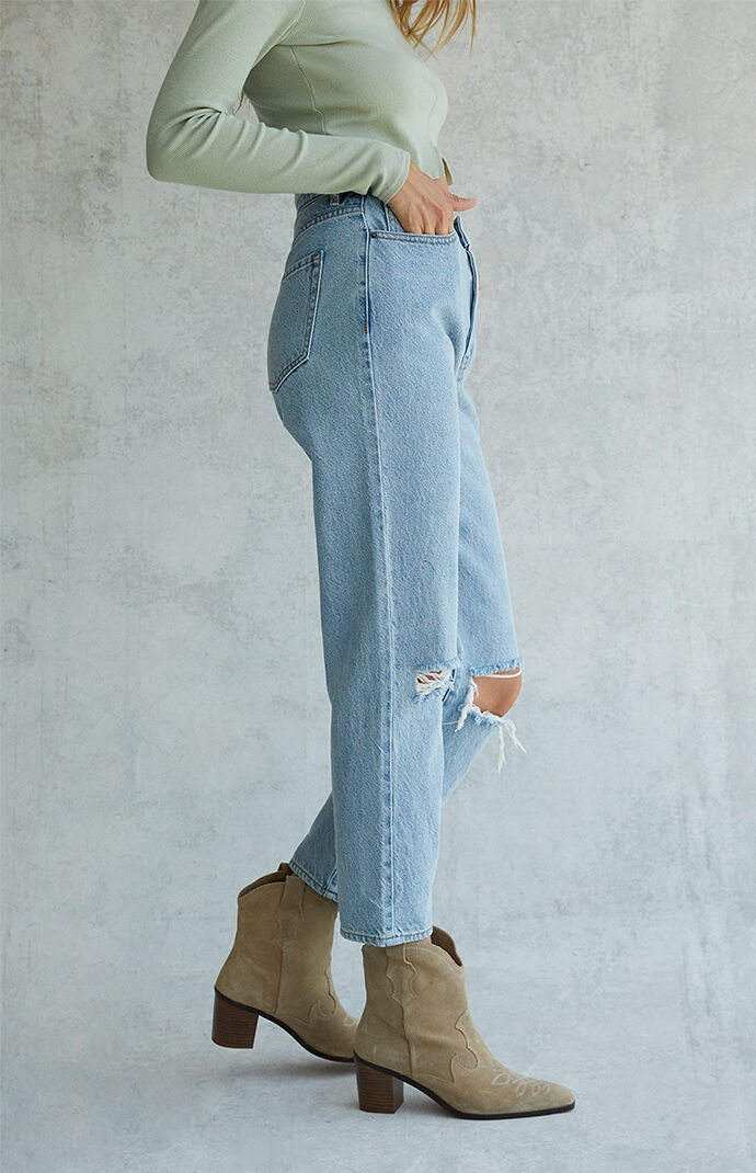 Stone Marble High Waisted Straight Leg Jeans