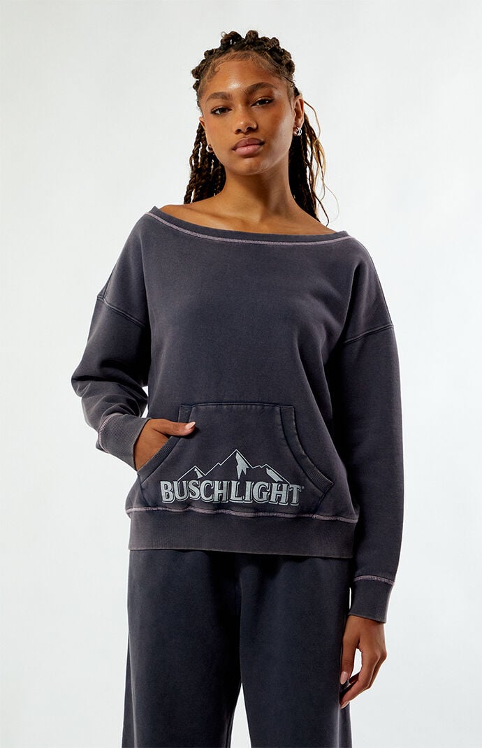 BUSCH LIGHT 89 Off-The-Shoulder Sweatshirt