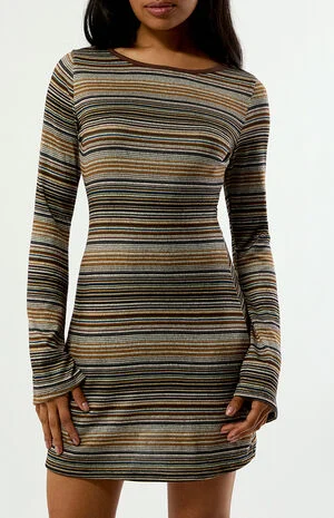 Aniya Striped Long Sleeve Mini Dress image number 3