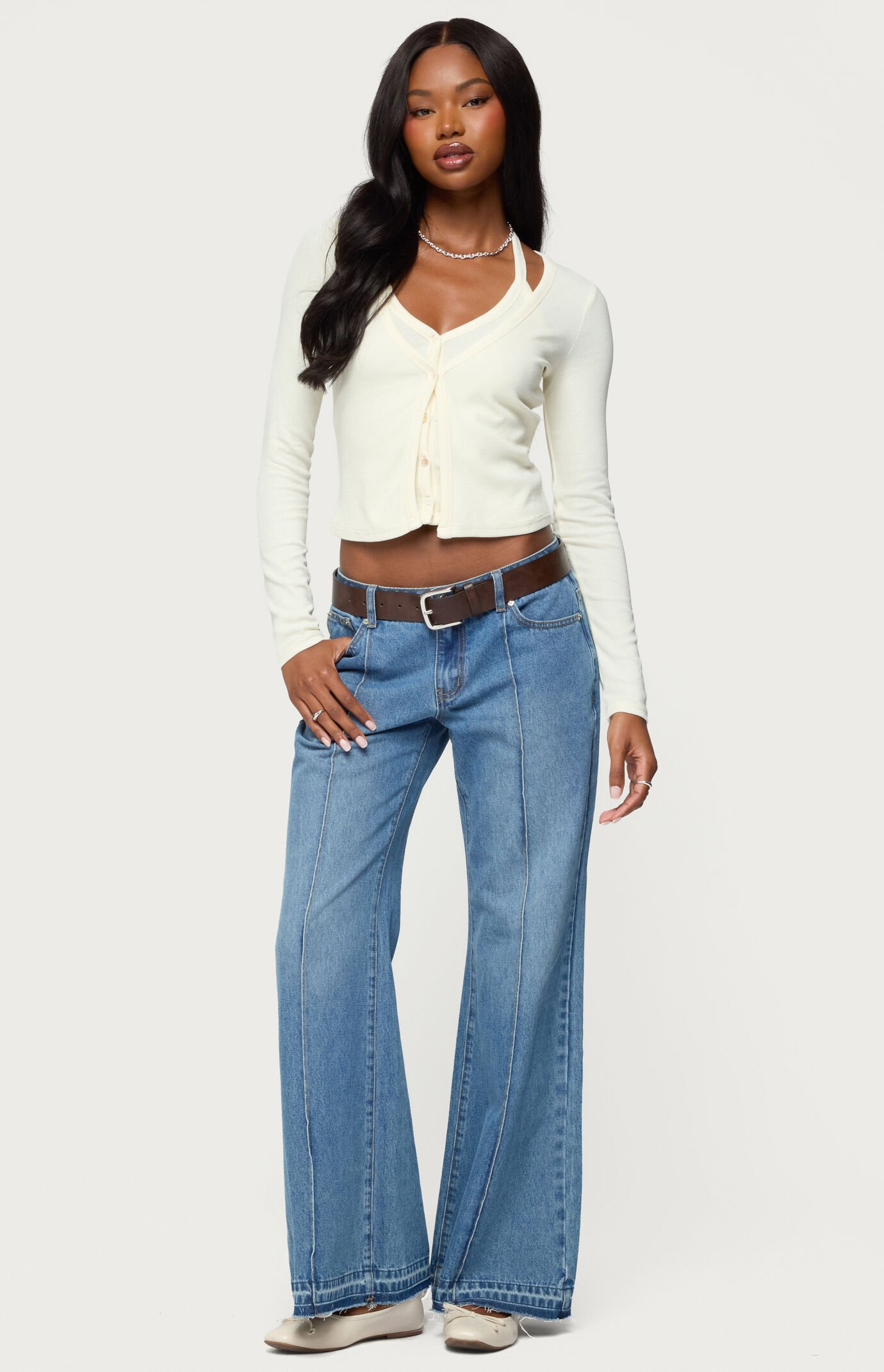 Edikted Cardigan & Halter Two Piece Knit Top