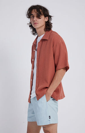 Burnt Orange Boxy Button Down Shirt image number 3
