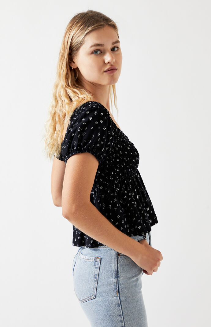 Cinch Smocked Babydoll Top