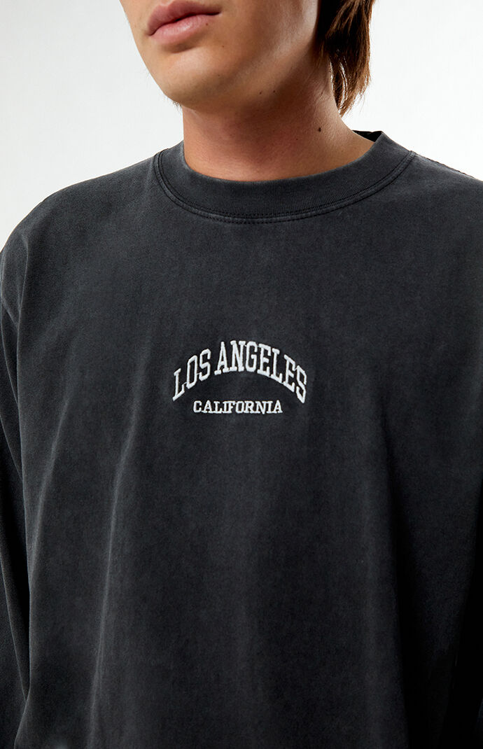 Pacsun Washed Black Los Angeles Embroidered Long Sleeve T-Shirt
