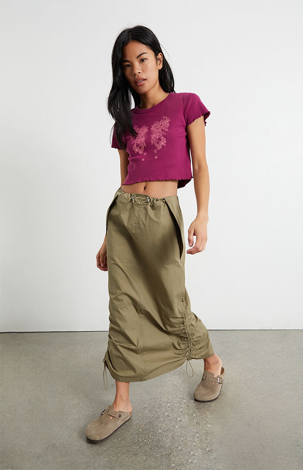 Multi-Pocket Parachute Skirt with Zipper Detail