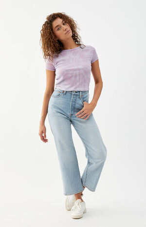 Medium Indigo Ribcage Straight Leg Jeans image number 3