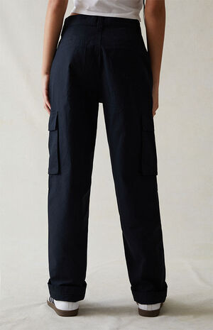 Black Straight Leg Utility Cargo Pants image number 4