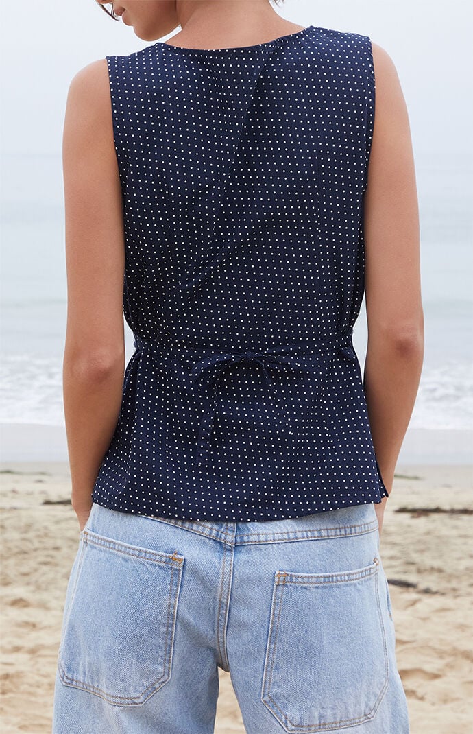 John Galt Blue Polka Dot Tank Top | Pacsun