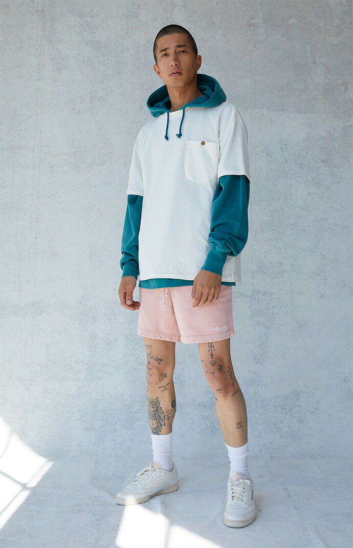 Light Pink Pigment Wash Volley Sweat Shorts