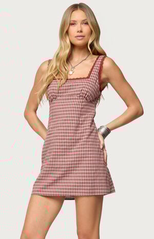 Clarren Lacey Gingham Mini Dress image number 1