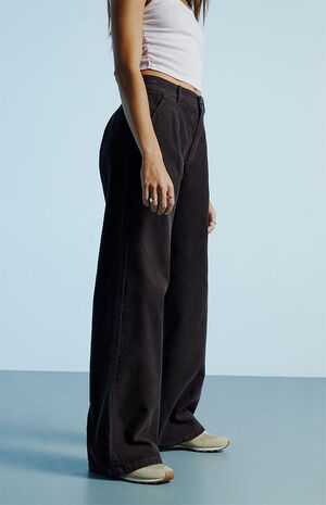 Brown Corduroy High Waisted Trousers image number 3