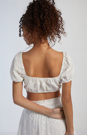 Eyelet Tie Front Crop Top image number 2
