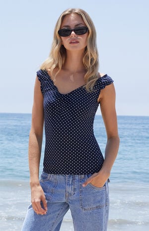 Navy Polka Dot Malena Top image number 1