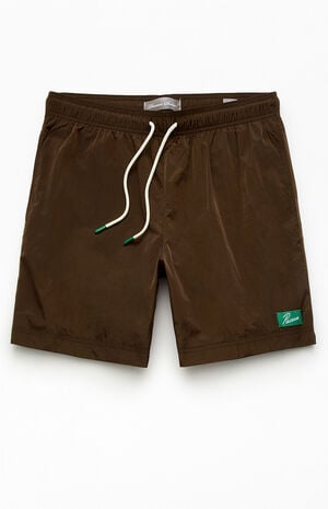 Brown Salt Solid 6" Volley Swim Trunks image number 1
