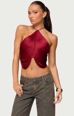 Hara Fringed Crisscross Backless Top image number 1