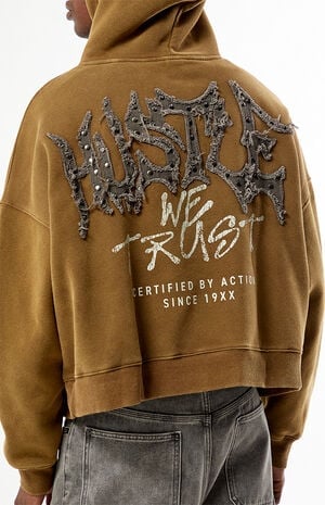 Hustle Applique Cropped Hoodie image number 2