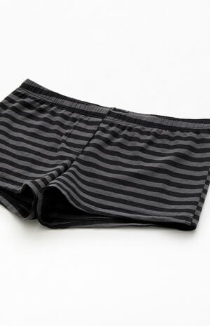Dark Gray Striped Boxer Boyshorts image number 2