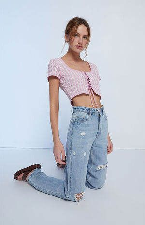 Lace Up Crochet Sweater image number 4