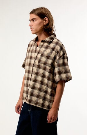 Tan Plaid Woven Flannel Shirt image number 2