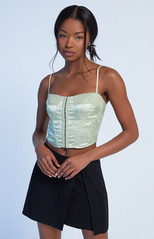 Satin Lace Corset Top image number 3