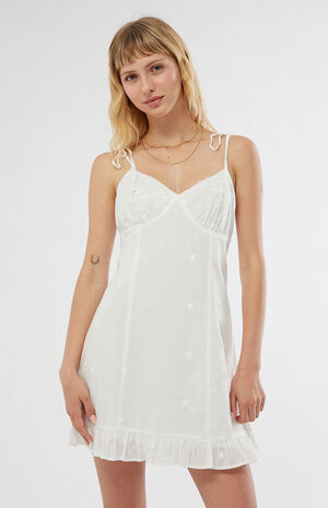 Tie Strap Embroidered Mini Dress image number 2