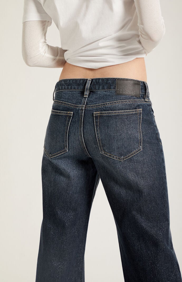 Pacsun Zoe Low Rise Girlfriend Jeans Sparkly Dark Blue
