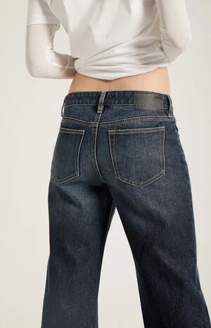 Zoe Low Rise Girlfriend Jeans Sparkly Dark Blue image number 5