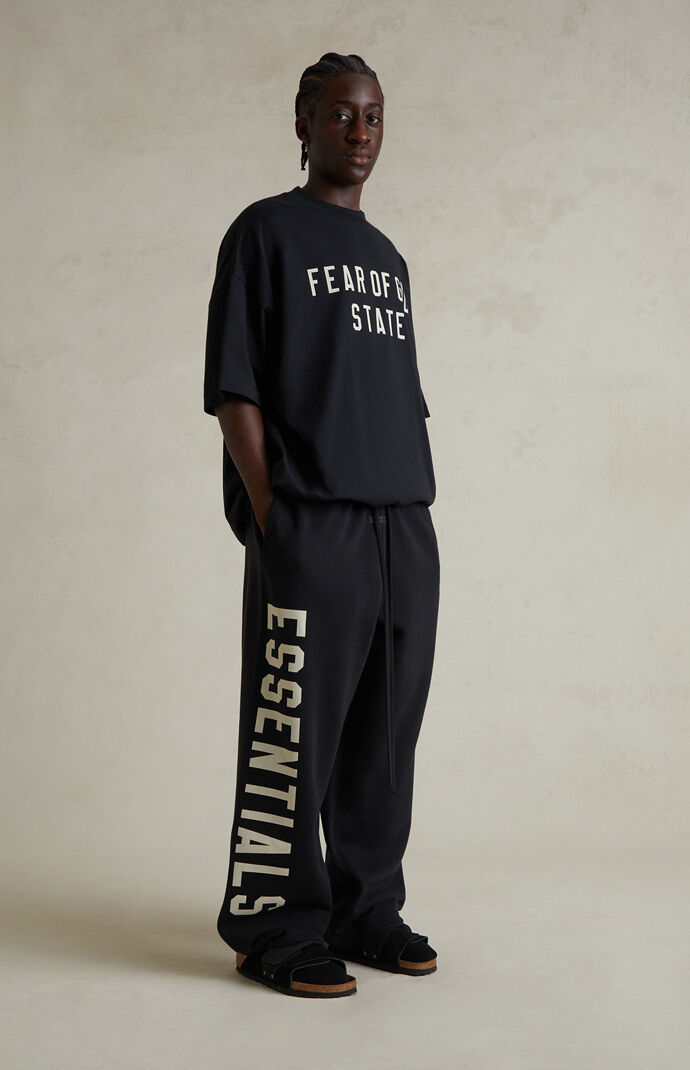 Fear of God ESSENTIALS Jet Black Lounge Fleece Baggy Sweatpants