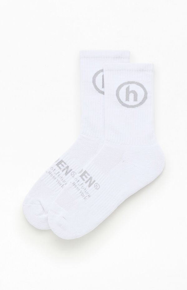 Hidden NY White & Grey Classic Crew Socks