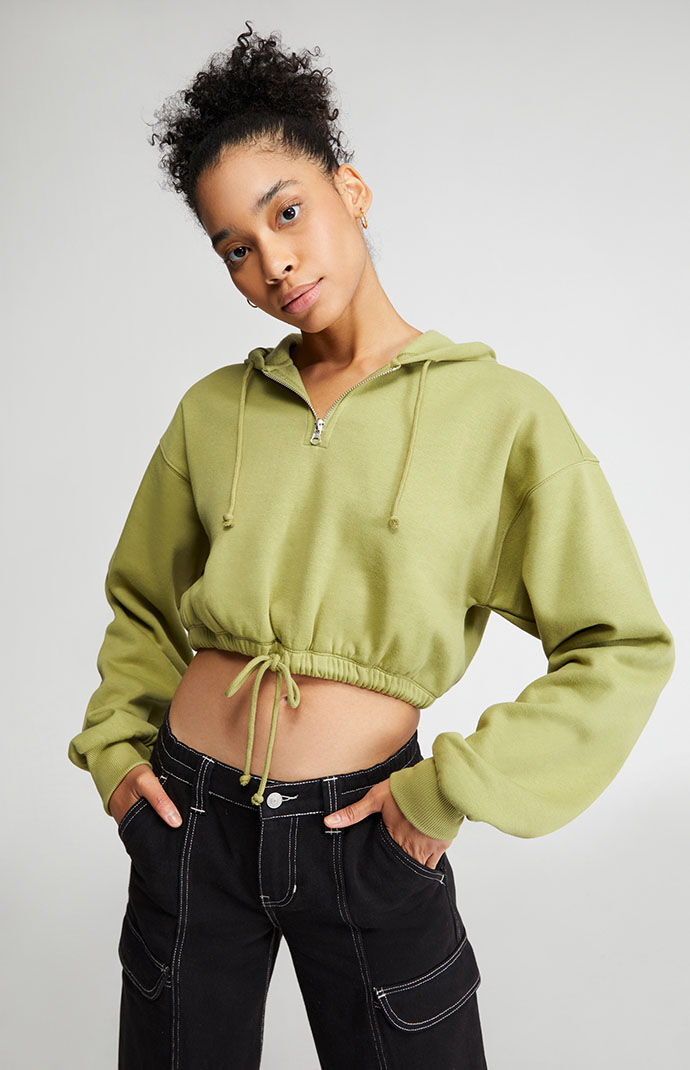 PacSun Cropped Half Zip Hoodie PacSun