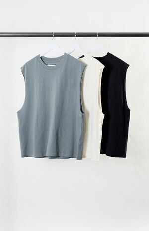 3 Pack Solid Color Cutoff Muscle T-Shirts image number 1