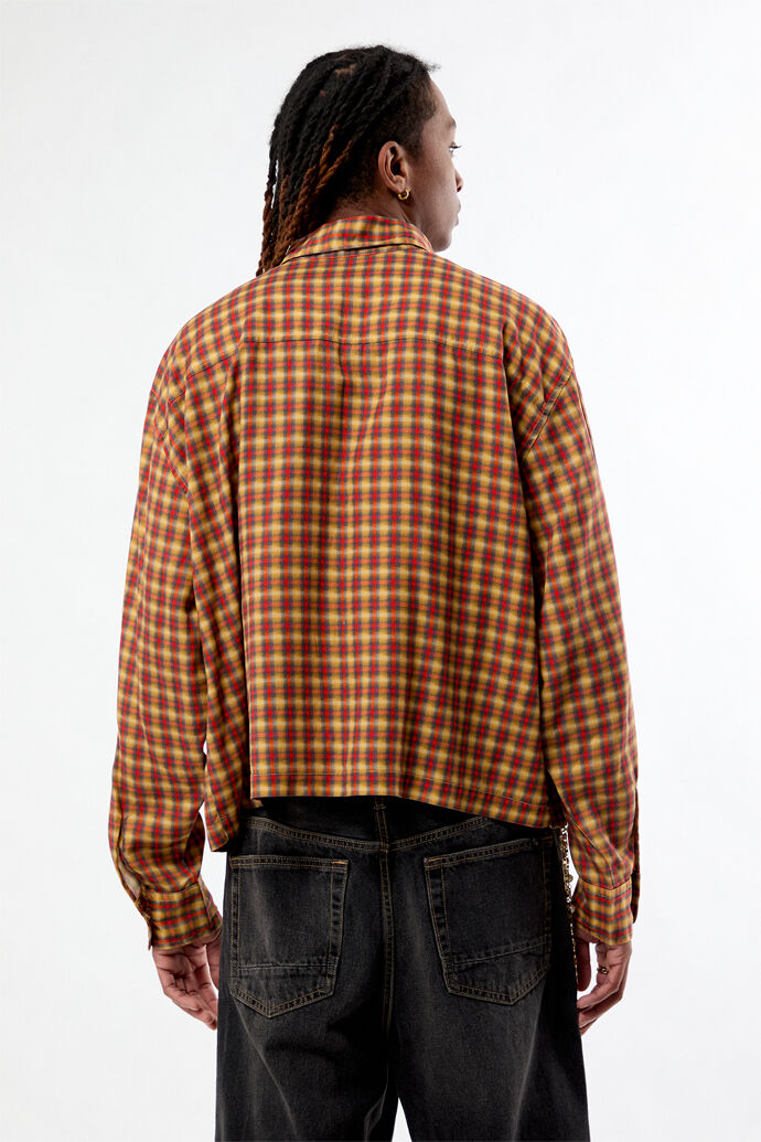 Pacsun Rains Orange Plaid Long Sleeve Shirt
