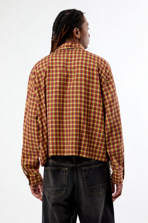Rains Orange Plaid Long Sleeve Shirt image number 4