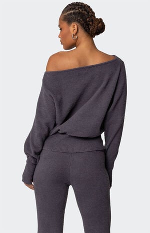 Plush Oversized Asymmetric Sweater image number 5