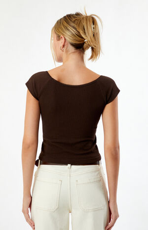 Seamless Waffle Knit Cinched Top image number 3