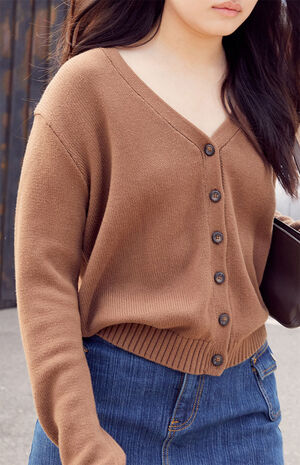 Brown Button Front Cardigan image number 3