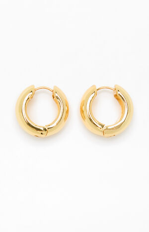 14K Gold Plated Chunky Hoop Earrings image number 2
