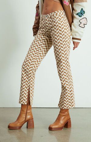 Brown Chevron Low Rise Straight Leg Jeans image number 4